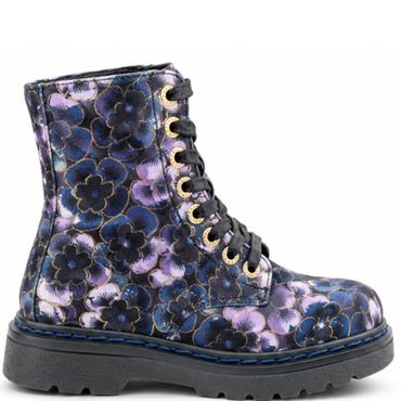 HEAVENLY FEET WOMENS ZIP LACE ANKLE BOOT - MIDNIGHT VELOUR